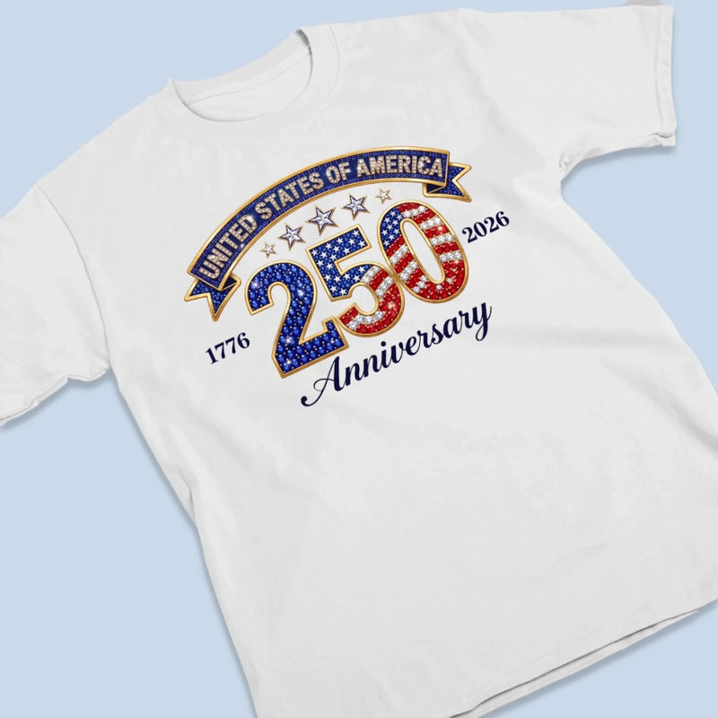 Unisex T-shirt, Premium T-shirt, Hoodie - America 250th Anniversary Gifts For Men And Women - American Flag Glitter Star