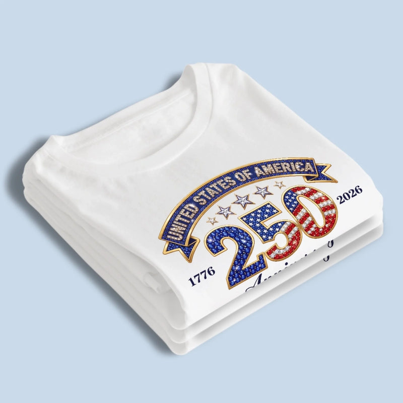 Unisex T-shirt, Premium T-shirt, Hoodie - America 250th Anniversary Gifts For Men And Women - American Flag Glitter Star