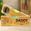 Custom Wooden Bottle Opener With Built-in Spirit Level - Personalized Father's Day Birthday Gifts For Dad, Grandpa - Dad Level Always Perfect