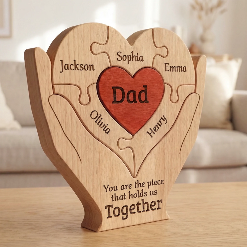 Custom Shaped Wooden Art Puzzle - Personalized Father's Day Birthday Gifts For Dad, Grandpa - Best Dad Ever Hands Down