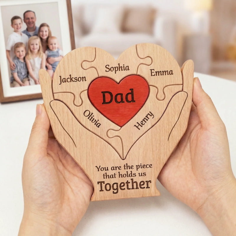 Custom Shaped Wooden Art Puzzle - Personalized Father's Day Birthday Gifts For Dad, Grandpa - Best Dad Ever Hands Down