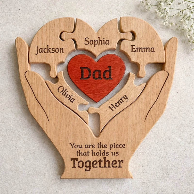 Custom Shaped Wooden Art Puzzle - Personalized Father's Day Birthday Gifts For Dad, Grandpa - Best Dad Ever Hands Down