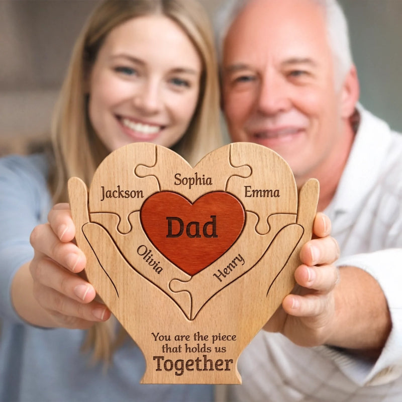 Custom Shaped Wooden Art Puzzle - Personalized Father's Day Birthday Gifts For Dad, Grandpa - Best Dad Ever Hands Down