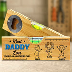 Custom Wooden Bottle Opener With Built-in Spirit Level - Personalized Father's Day Birthday Gifts For Dad, Grandpa - Grandpa Built It Right