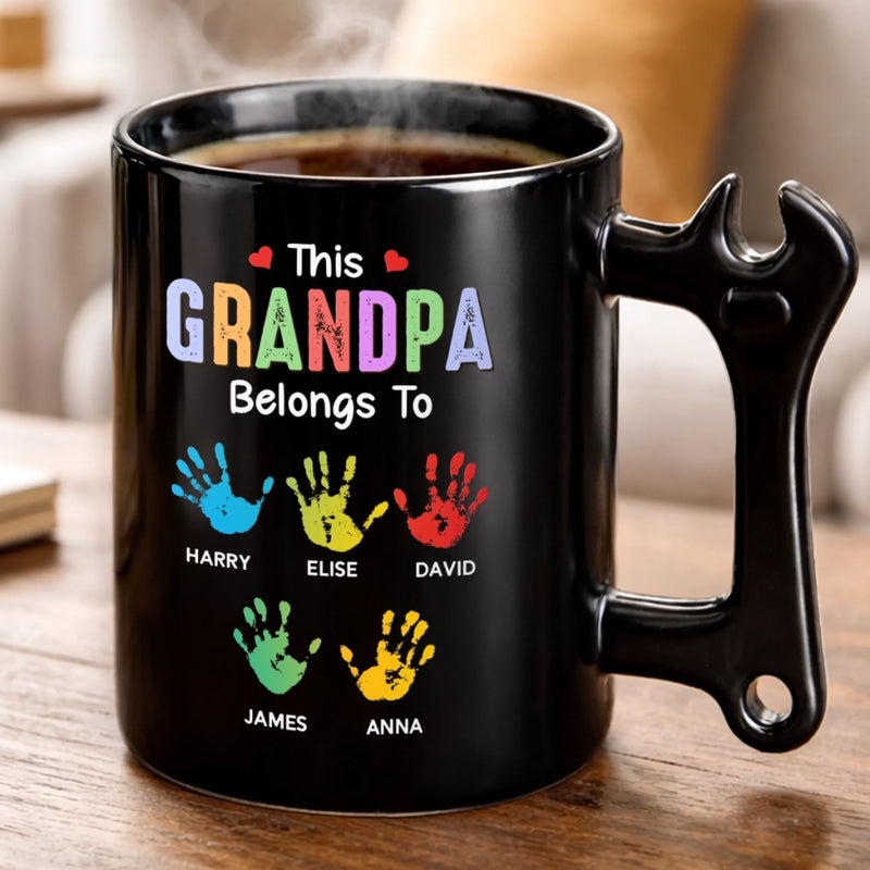 Custom Coffee Mug With Wrench Handle - Personalized Father's Day Birthday Gifts For Dad, Grandpa - Master Of Tools Dad