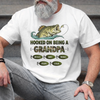 Custom Unisex T-shirt, Premium T-shirt, Hoodie - Personalized Father's Day Fishing Gifts For Fisherman, Dad, Grandpa - Hooked On Being A Grandpa