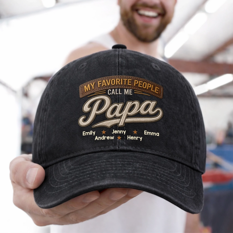 Custom Vintage Washed Denim Baseball Cap - Personalized Father's Day Birthday Gifts For Dad, Grandpa - Strong Like Dad Always