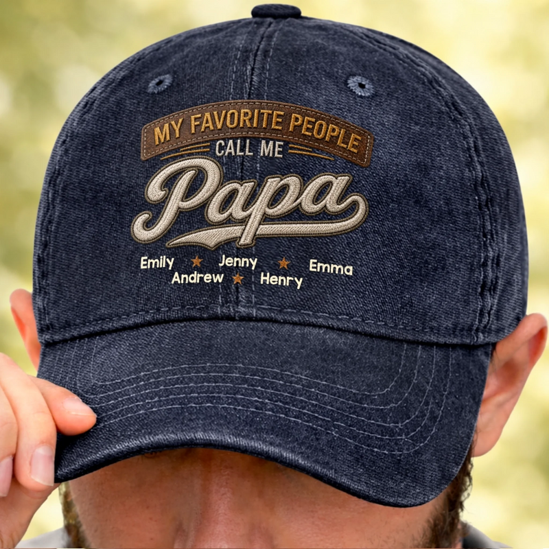 Custom Vintage Washed Denim Baseball Cap - Personalized Father's Day Birthday Gifts For Dad, Grandpa - Strong Like Dad Always