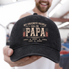 Custom Vintage Washed Denim Baseball Cap - Personalized Father's Day Birthday Gifts For Dad, Grandpa - The Man The Myth Dad