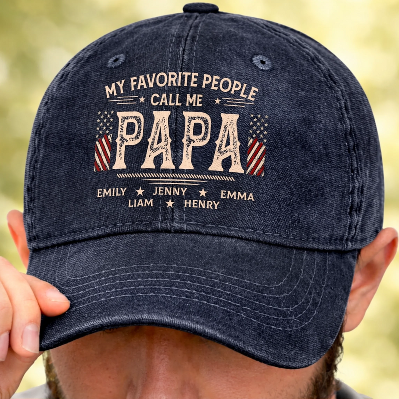 Custom Vintage Washed Denim Baseball Cap - Personalized Father's Day Birthday Gifts For Dad, Grandpa - The Man The Myth Dad