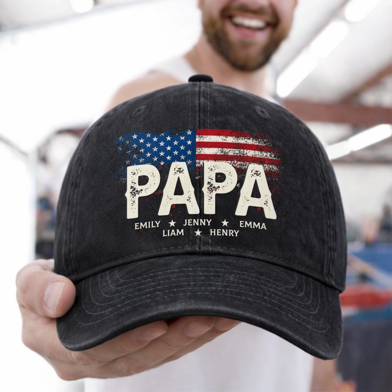 Custom Vintage Washed Denim Baseball Cap - Personalized Father's Day Birthday Gifts For Dad, Grandpa - Grandpa Vintage Vibes