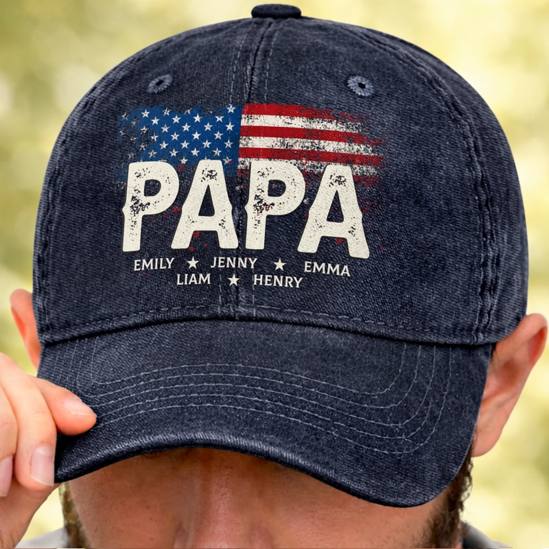 Custom Vintage Washed Denim Baseball Cap - Personalized Father's Day Birthday Gifts For Dad, Grandpa - Grandpa Vintage Vibes
