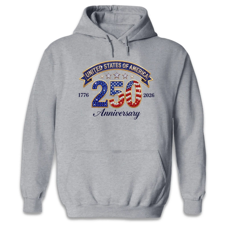 Unisex T-shirt, Premium T-shirt, Hoodie - America 250th Anniversary Gifts For Men And Women - American Flag Glitter Star