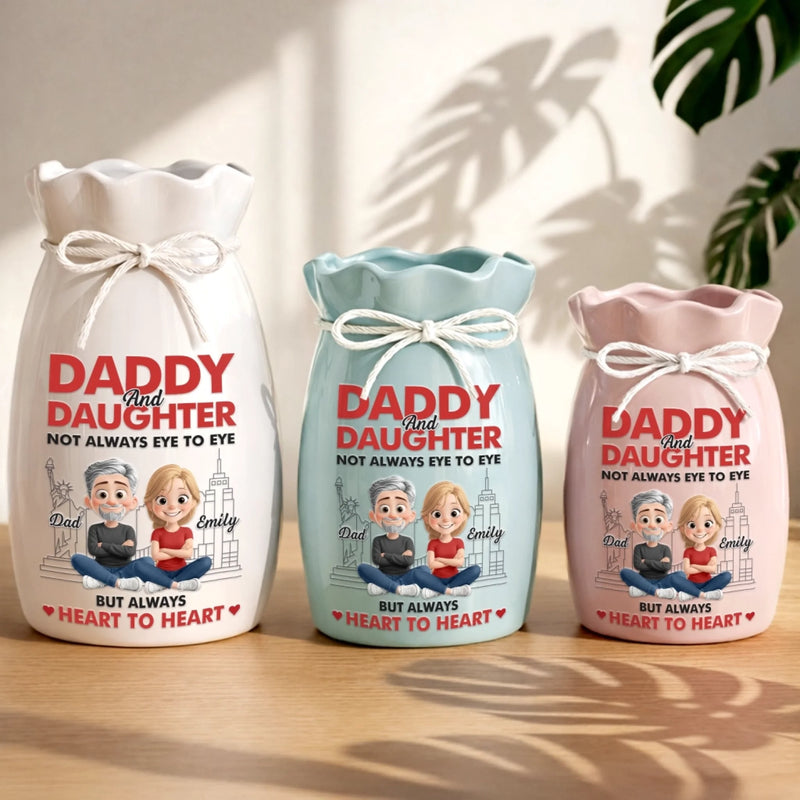 Custom Flower Vase With Ribbon - Personalized Birthday Gifts For Daughter - Daddy And Daughter Forever