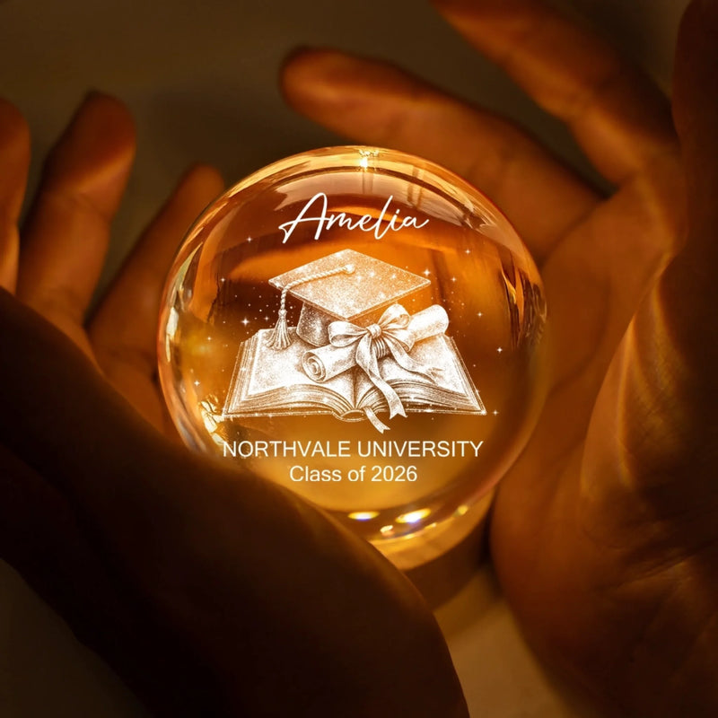 Custom Crystal Globe Lamp - Personalized Graduation Gifts For Him, Her - Hard Work Pays Off