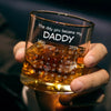 Custom Whiskey Glass With Bottom And Side Engraving - Personalized Father's Day Gifts For New Dad, Grandpa, Wine, Bourbon, Whiskey Lovers - Dad Is Doing Great