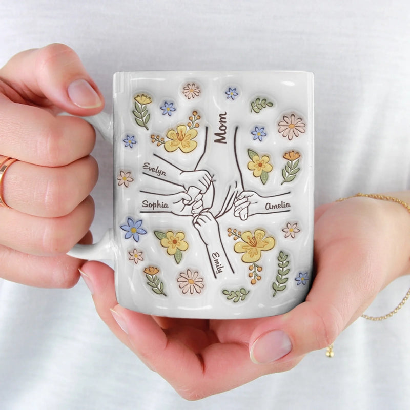 Custom Name Floral Mom Gifts for Mother - Personalized Mugs