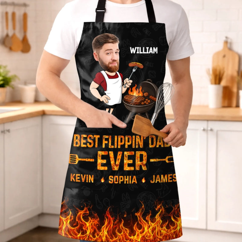 Custom Photo Apron With Pocket - Personalized Father's Day Birthday Gifts For Dad, Grandpa - King Of The Grill Dad