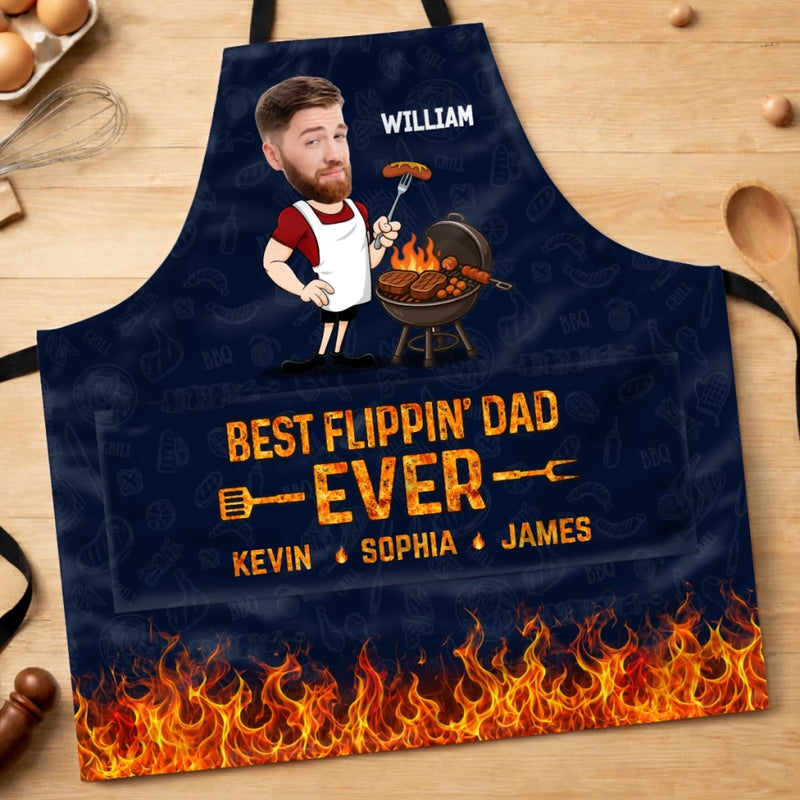 Custom Photo Apron With Pocket - Personalized Father's Day Birthday Gifts For Dad, Grandpa - King Of The Grill Dad