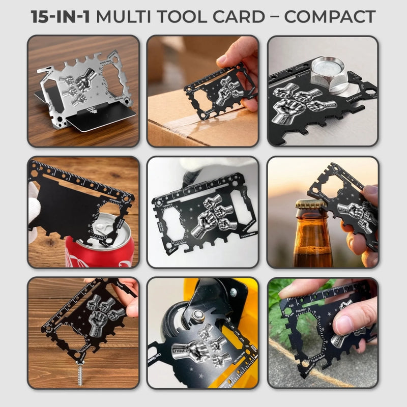 Custom Multi Tool Card With Leather Case - Personalized Father's Day Birthday Gifts For Dad, Grandpa - Built With Love And Strength