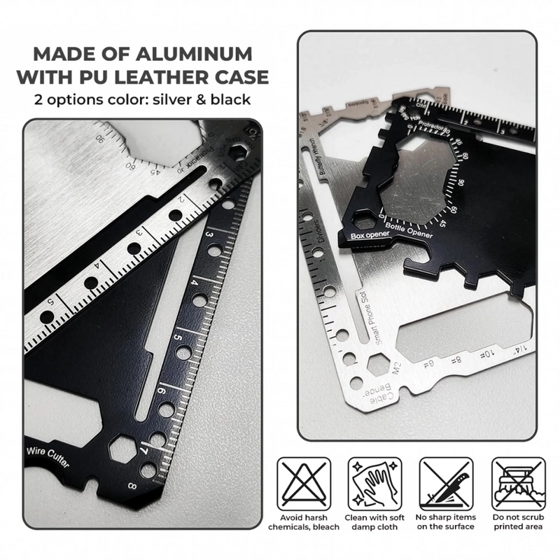 Custom Multi Tool Card With Leather Case - Personalized Father's Day Birthday Gifts For Dad, Grandpa - Built With Love And Strength