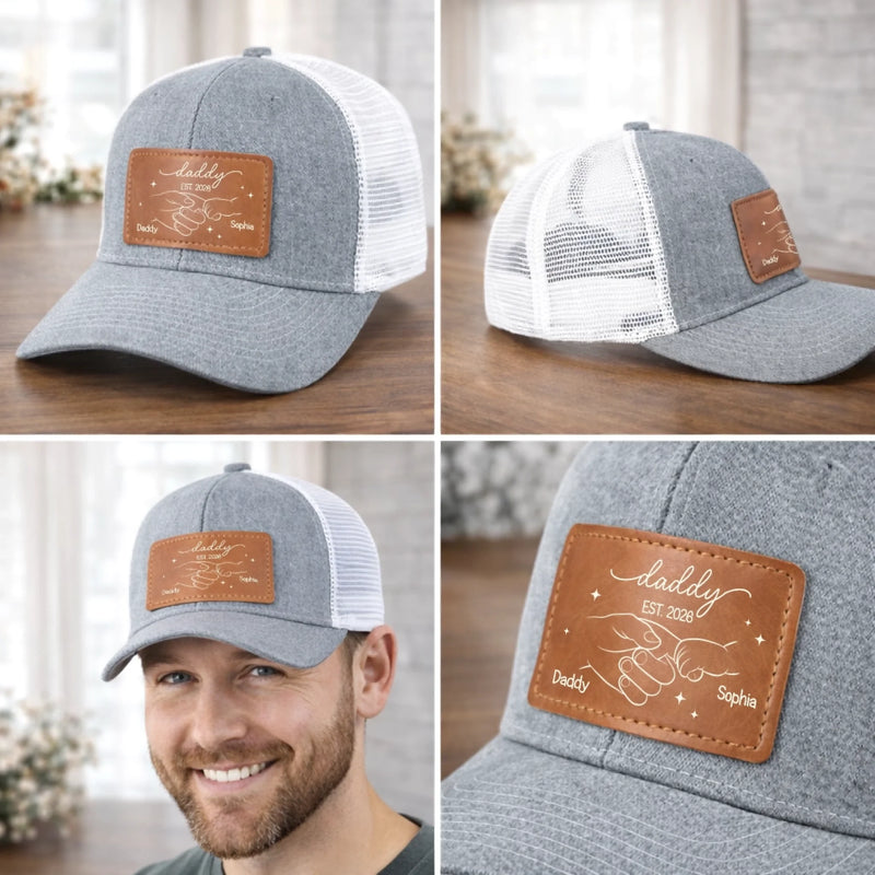 Custom Leather Patch Hat – Personalized Father's Day Gifts For New Dad, Grandpa – Legendary Daddy Vibe