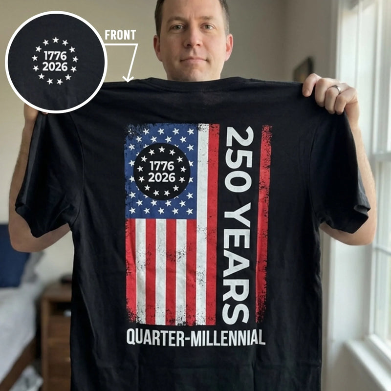 Back And Front Printed Unisex T-shirt - America 250th Anniversary Gifts For Men And Women - Sparkling Flag, Freedom Forever