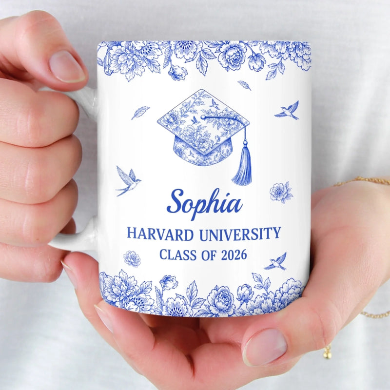 Custom Mug - Personalized Graduation Gifts For Him, Her - Coffee, Flowers And Big Dreams