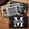 Custom Multi Tool Card With Leather Case - Personalized Father's Day Birthday Gifts For Dad, Grandpa - Running On Dad Energy
