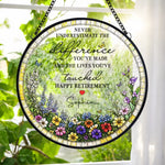 Custom Stained Glass Window Hanging Suncatcher - Personalized Retirement Gifts For Women, Men - Celebrating The Lives You Touched