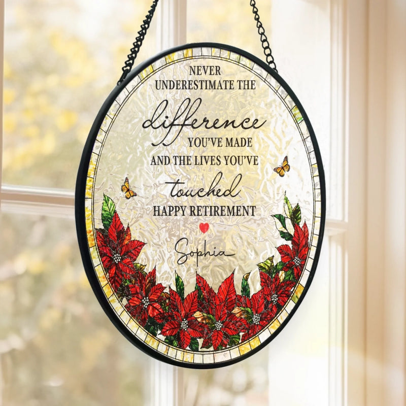 Custom Stained Glass Window Hanging Suncatcher - Personalized Retirement Gifts For Women, Men - Celebrating The Lives You Touched