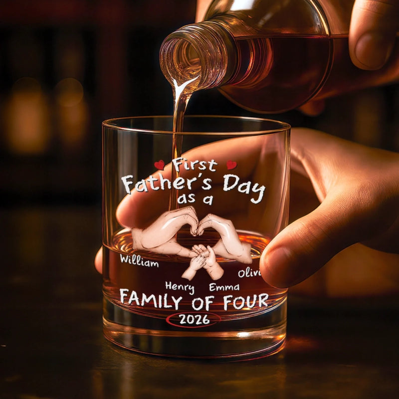 Custom Whiskey Glass - Personalized Father's Day Gifts For New Dad, Wine, Bourbon, Whiskey Lovers - New Dad, New Adventures