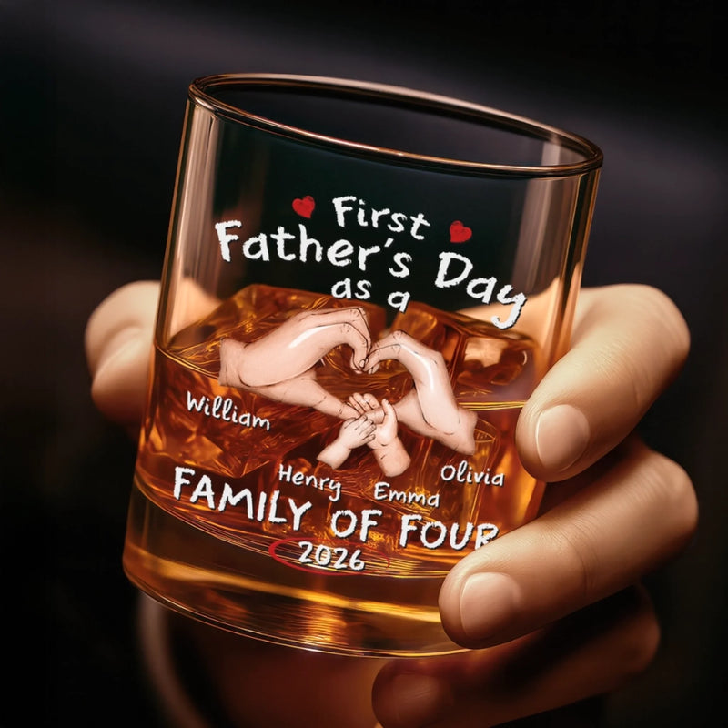 Custom Whiskey Glass - Personalized Father's Day Gifts For New Dad, Wine, Bourbon, Whiskey Lovers - New Dad, New Adventures