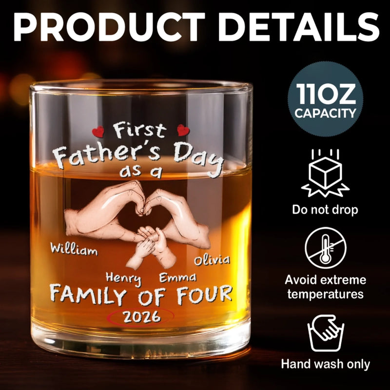 Custom Whiskey Glass - Personalized Father's Day Gifts For New Dad, Wine, Bourbon, Whiskey Lovers - New Dad, New Adventures