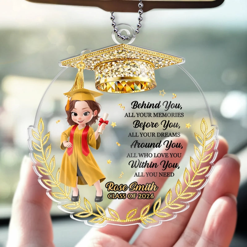 Custom Acrylic Car Ornament - Personalized Graduation Gifts For Her - Graduation Glow On The Go