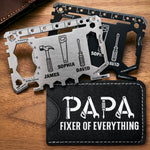 Custom Multi Tool Card With Leather Case - Personalized Father's Day Birthday Gifts For Dad, Grandpa - Crafted With Love And Strength