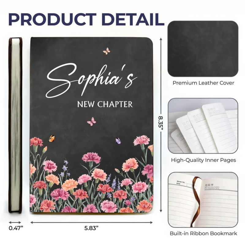 Custom Leather Writing Journal - Personalized Retirement Gifts For Women, Men - She’s Writing Her Bloom Era
