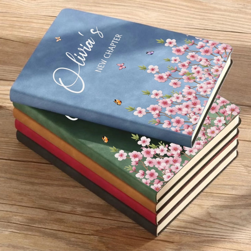 Custom Leather Writing Journal - Personalized Retirement Gifts For Women, Men - She’s Writing Her Bloom Era