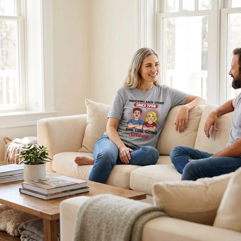 Custom Unisex T-shirt, Premium T-shirt, Hoodie - Personalized Anniversary Wedding Gifts For Husband And Wife, Him And Her - Side By Side Feels Good