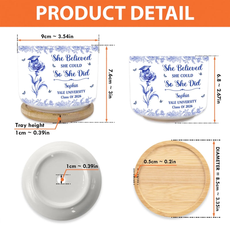Custom Home Decor Ceramic Plant Pot - Personalized Graduation Gifts For Him, Her - Classy, Driven, Unstoppable