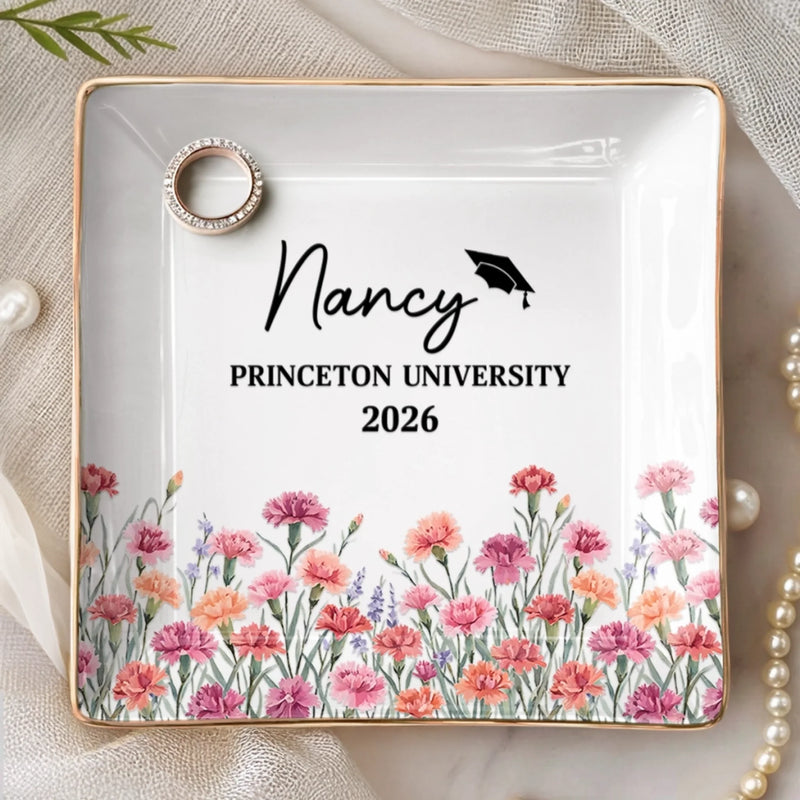 Custom Full-Print Jewelry Dish - Personalized Graduation Gifts For Her, Him - A Milestone In Full Bloom