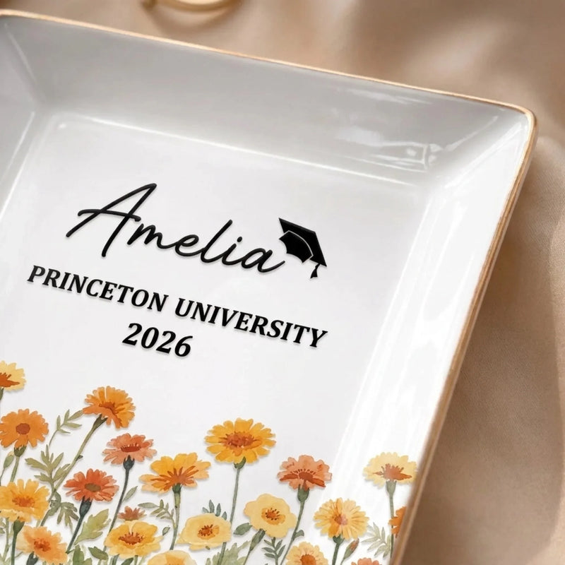 Custom Full-Print Jewelry Dish - Personalized Graduation Gifts For Her, Him - A Milestone In Full Bloom