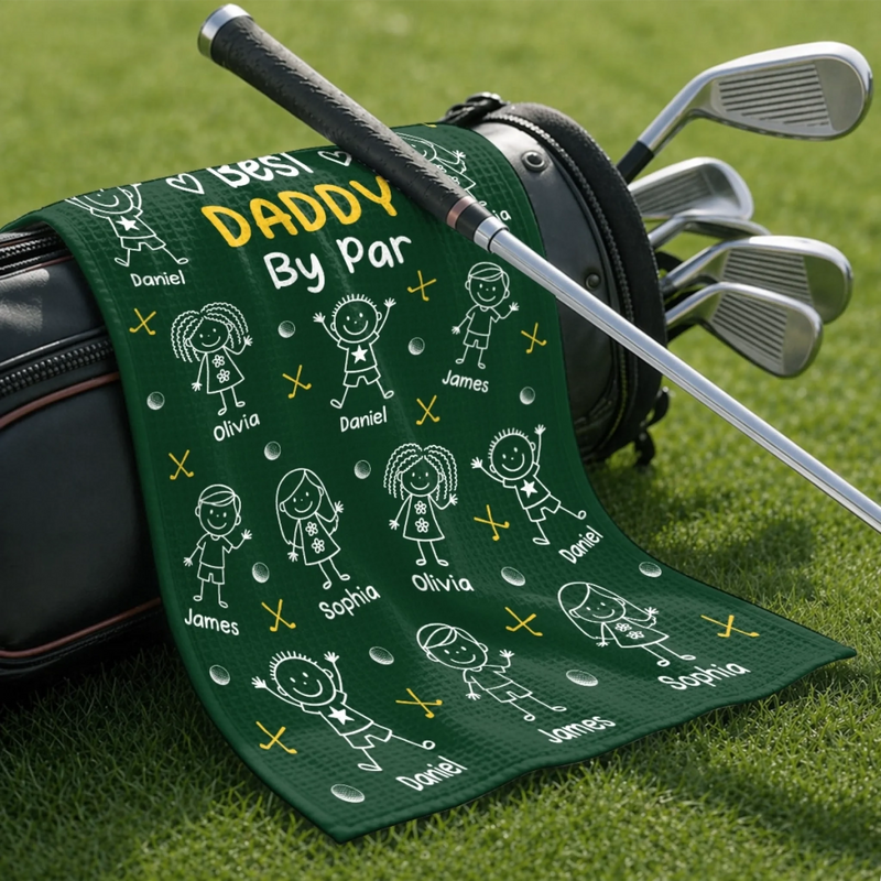 Custom Golf Towel - Personalized Father's Day Birthday Golf Gifts For Dad, Grandpa - Life Is Better On The Green