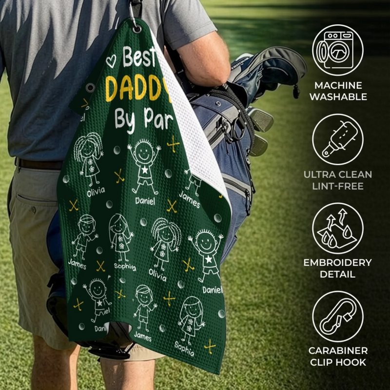 Custom Golf Towel - Personalized Father's Day Birthday Golf Gifts For Dad, Grandpa - Life Is Better On The Green