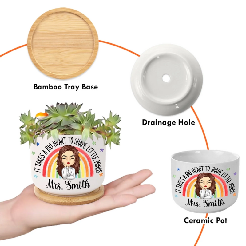 Custom Home Decor Ceramic Plant Pot - Personalized Birthday Gifts For Teachers - Thanks For Helping Me Grow