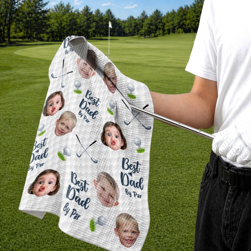 Custom Photo Golf Towel - Personalized Father's Day Birthday Golf Gifts For Dad, Grandpa - Good Days Start With Golf