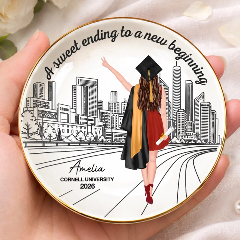 Custom Full-Print Round Jewelry Dish - Personalized Graduation Gifts For Him, Her - The Future Starts Now