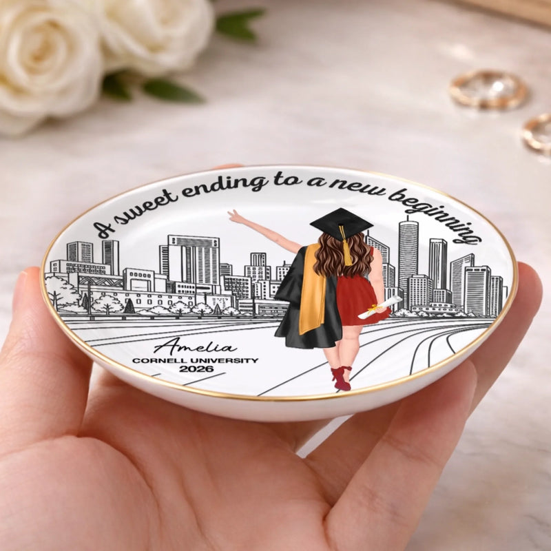 Custom Full-Print Round Jewelry Dish - Personalized Graduation Gifts For Him, Her - The Future Starts Now
