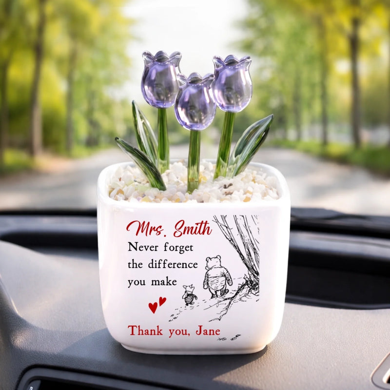 Custom Glass Everlasting Tulips - Personalized Graduation Gifts For Teachers - The Quiet Hero Behind Every Success