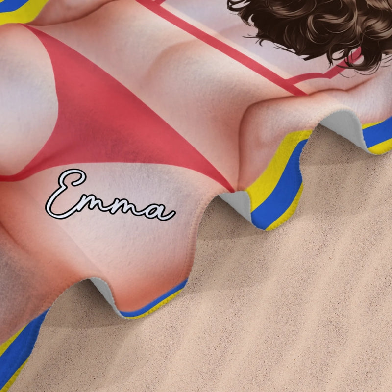 Custom Beach Towel - Personalized Summer Vacation And Travel Gifts For Best Friends, Family - Sun, Sand And Good Vibes